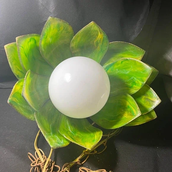 Large Vintage Mid Century Swag Lamp Tulip Lotus Flower Hanging Lamp